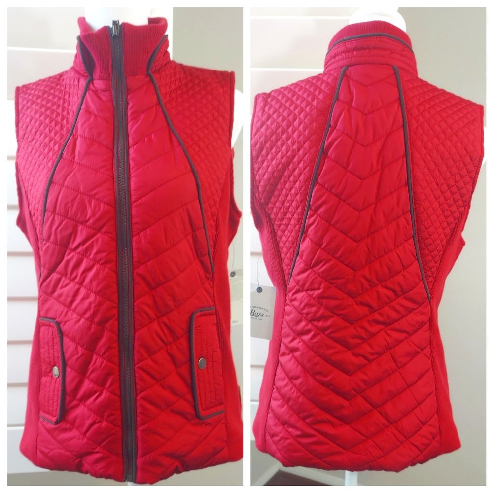 NWT G.H.Bass Womens Red Quilted Outdoors Vest  Small